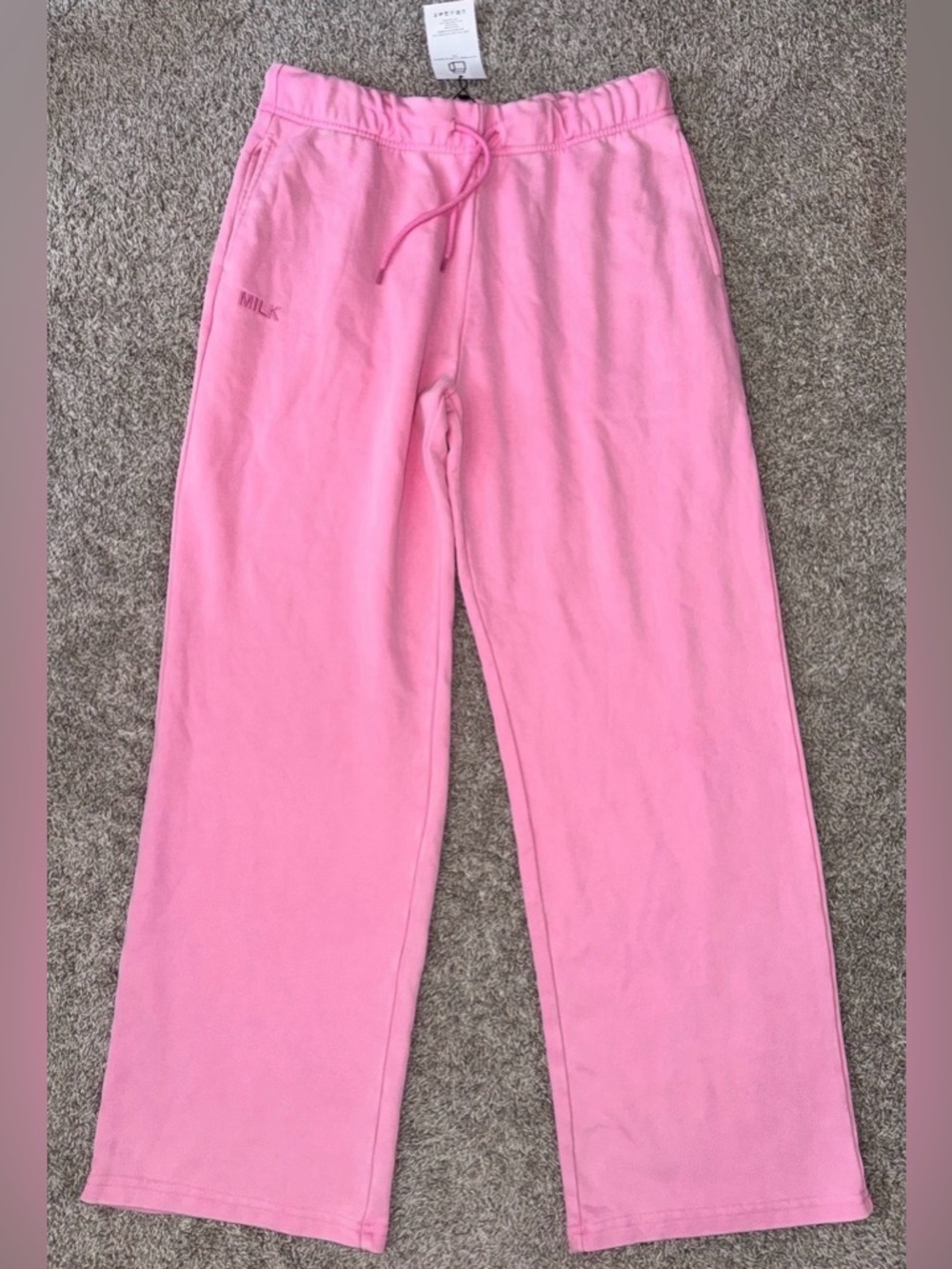 MilkStain Pink Sweatpants with Drawstring Waist